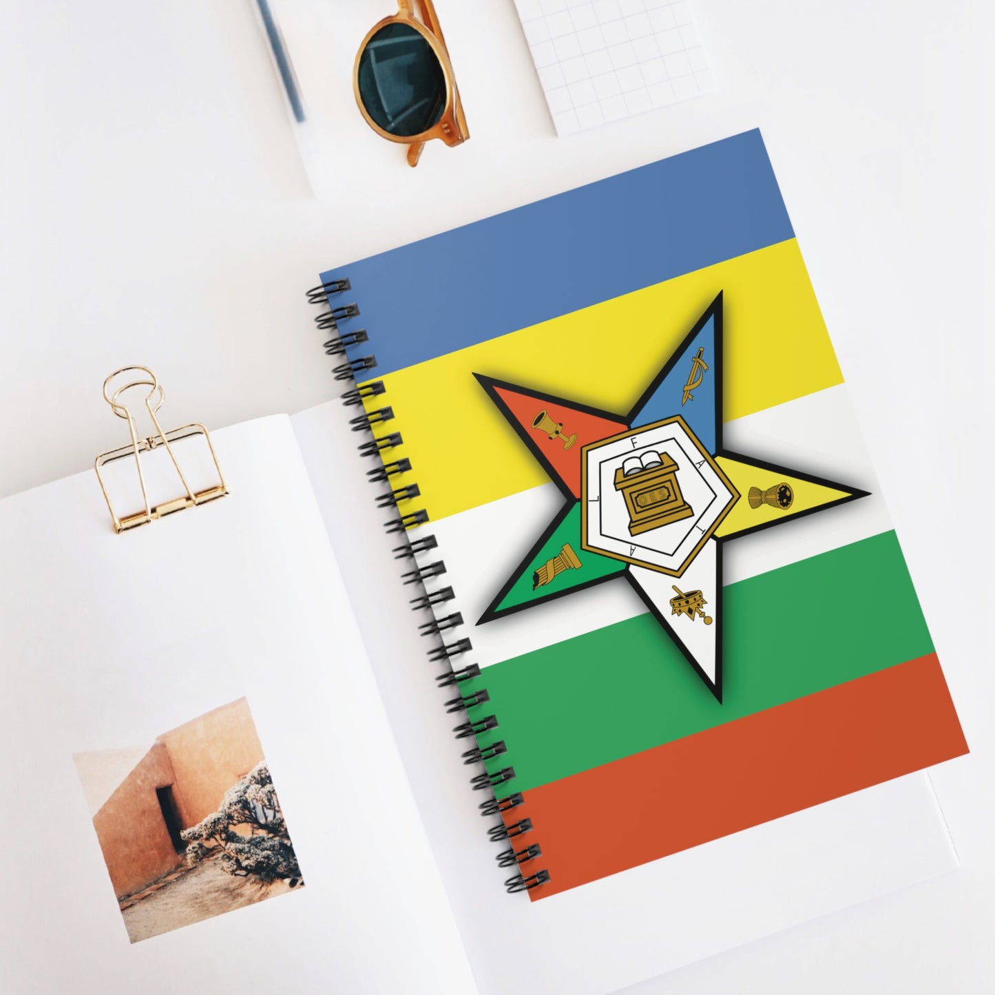 OES Emblem 5 Pointed Star Striped Notebook